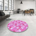 Round Patterned Violet Purple Rug in a Office, pat2129pur