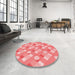 Round Patterned Pastel Pink Rug in a Office, pat2129rd