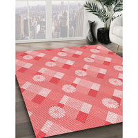 Patterned Pastel Pink Rug, pat2129rd