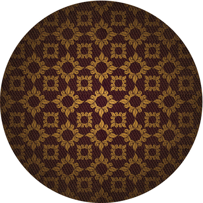 Square Patterned Saddle Brown Rug, pat213org