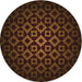 Square Patterned Saddle Brown Rug, pat213org