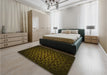 Patterned Dark Bronze Brown Rug in a Bedroom, pat213yw