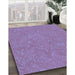 Patterned Purple Mimosa Purple Rug in Family Room, pat2130blu