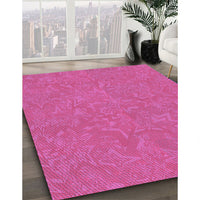 Patterned Deep Pink Rug, pat2130pur