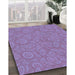 Patterned Purple Mimosa Purple Rug in Family Room, pat2131blu