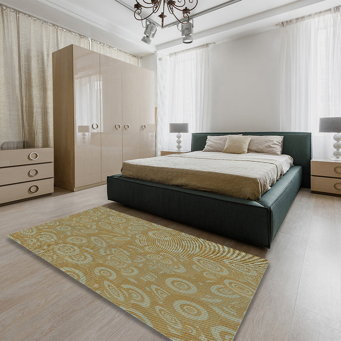 Patterned Light Brown Rug in a Bedroom, pat2131lblu