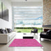 Square Patterned Deep Pink Rug in a Living Room, pat2131pur