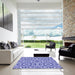 Square Patterned Royal Blue Rug in a Living Room, pat2132blu