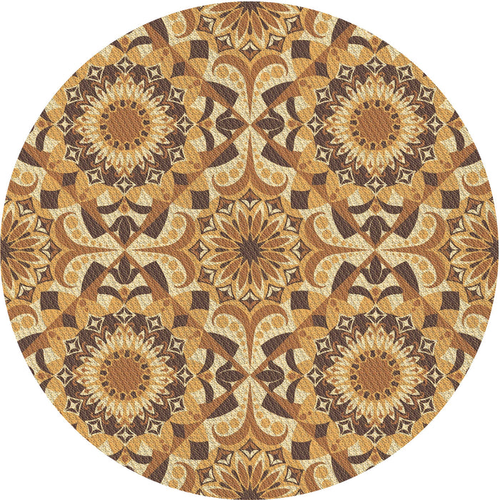 Square Patterned Yellow Orange Rug, pat2132brn