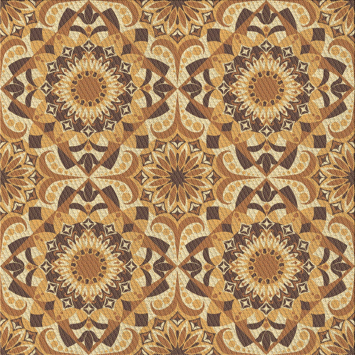 Round Patterned Yellow Orange Rug, pat2132brn