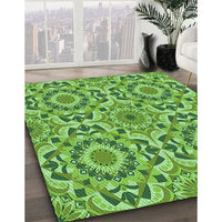 Patterned Emerald Green Rug, pat2132grn