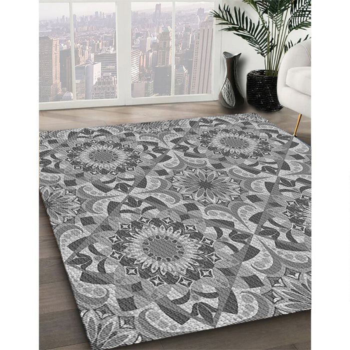 Patterned Cloud Gray Rug in Family Room, pat2132gry