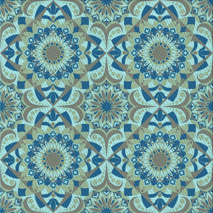 Round Machine Washable Transitional Tiffany Blue Rug, wshpat2132lblu