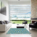 Square Patterned Tiffany Blue Rug in a Living Room, pat2132lblu