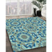 Patterned Tiffany Blue Rug in Family Room, pat2132lblu
