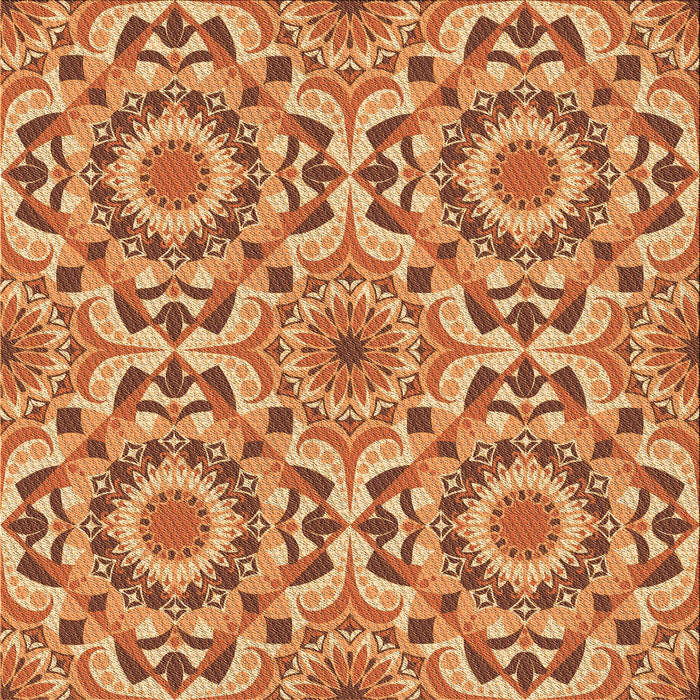 Round Patterned Orange Rug, pat2132org