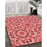Patterned Light Coral Pink Rug, pat2132rd
