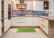 Patterned Dark Lime Green Rug in a Kitchen, pat2133grn