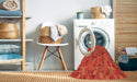 Machine Washable Transitional Orange Red Orange Rug in a Washing Machine, wshpat2134org