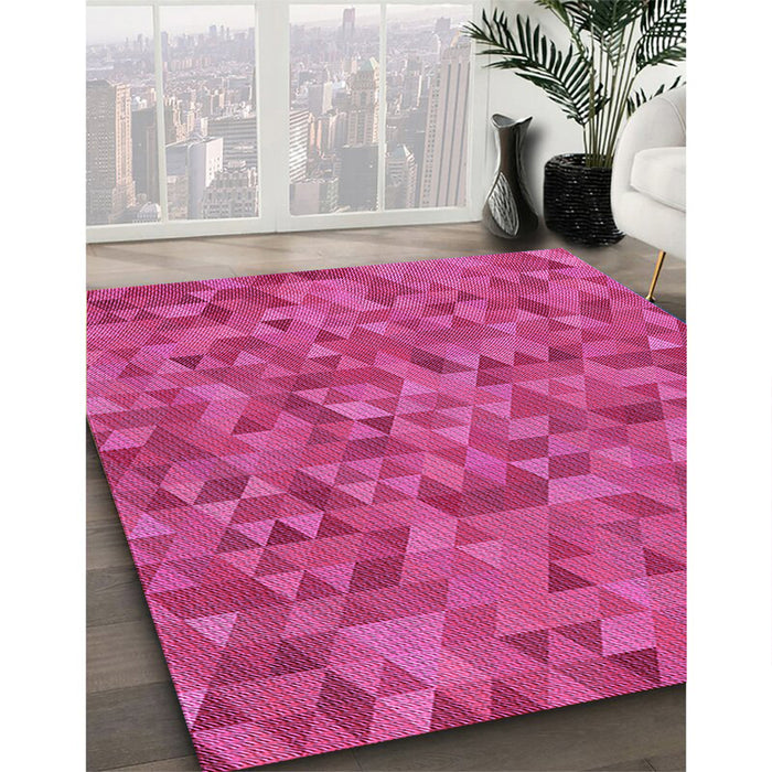 Machine Washable Transitional Neon Pink Rug in a Family Room, wshpat2134pur