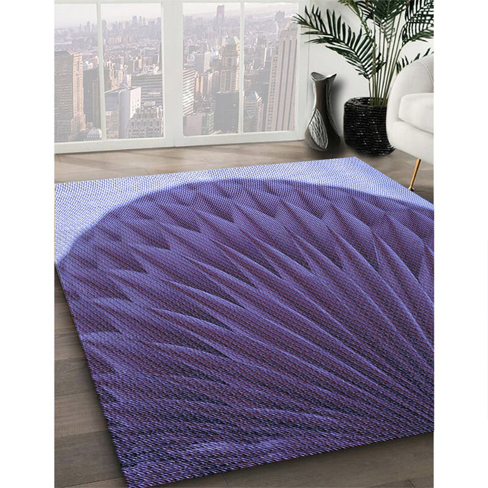 Patterned Purple Rug in Family Room, pat2135blu