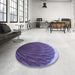 Round Patterned Purple Rug in a Office, pat2135blu
