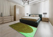 Patterned Green Rug in a Bedroom, pat2135grn