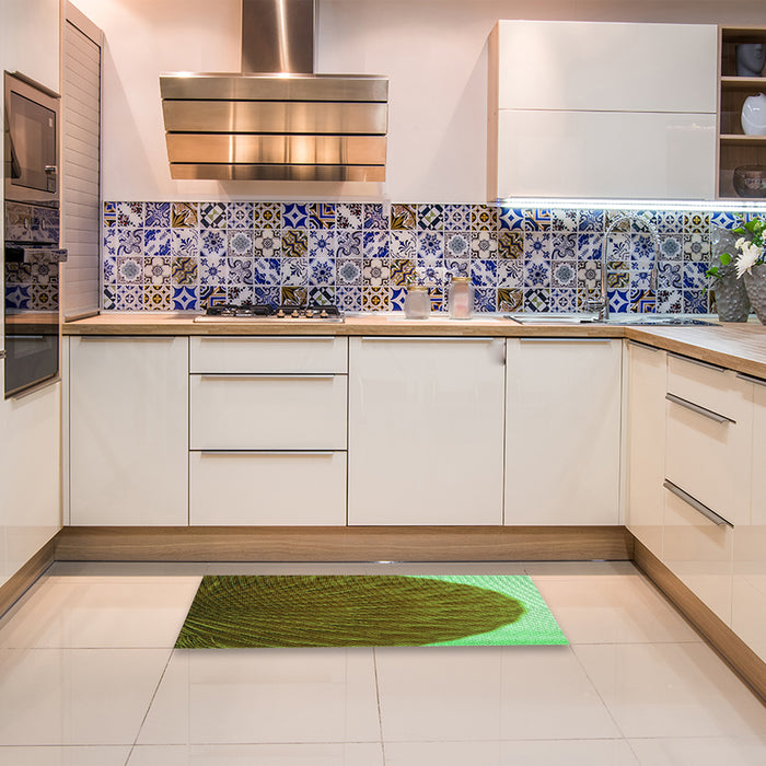 Patterned Green Rug in a Kitchen, pat2135grn