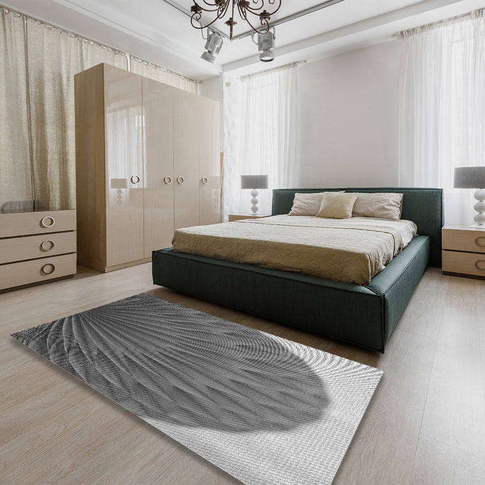 Patterned Dark Gray Rug in a Bedroom, pat2135gry