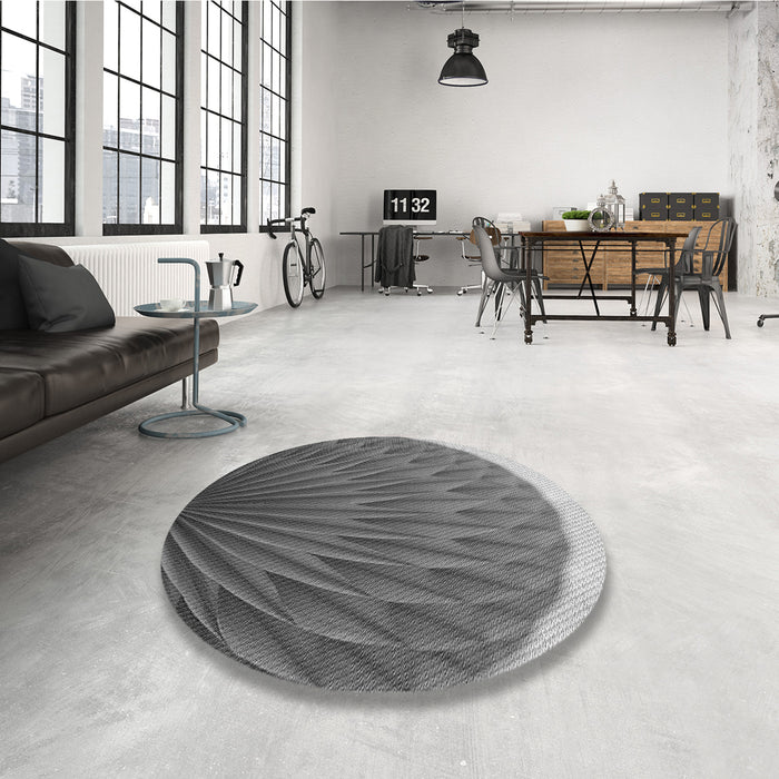 Round Patterned Dark Gray Rug in a Office, pat2135gry