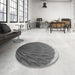 Round Patterned Dark Gray Rug in a Office, pat2135gry