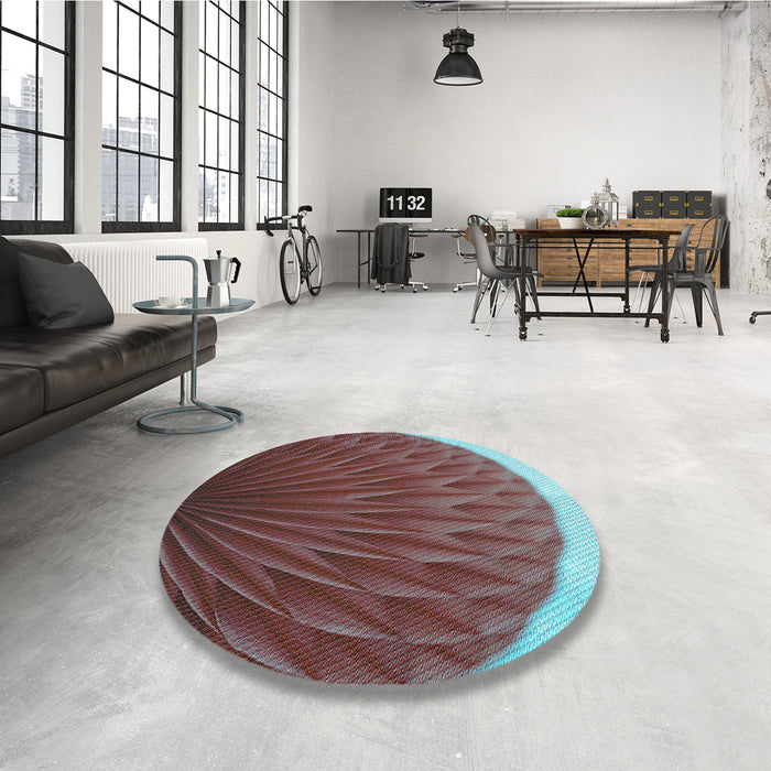 Round Patterned Silver Gray Rug in a Office, pat2135lblu