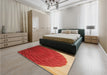 Patterned Bright Orange Rug in a Bedroom, pat2135org