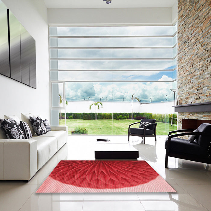 Square Patterned Red Rug in a Living Room, pat2135rd