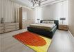 Patterned Orange Rug in a Bedroom, pat2135yw