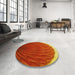 Round Patterned Orange Rug in a Office, pat2135yw