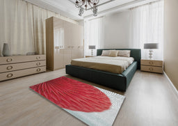 Patterned Red Novelty Rug in a Bedroom, pat2135