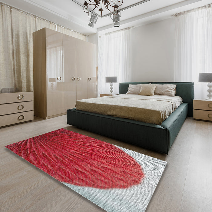 Patterned Red Novelty Rug in a Bedroom, pat2135