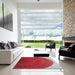 Square Patterned Red Novelty Rug in a Living Room, pat2135