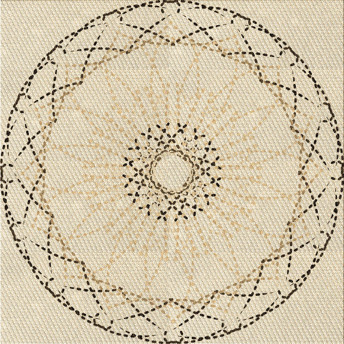 Round Machine Washable Transitional Peach Beige Rug, wshpat2136brn