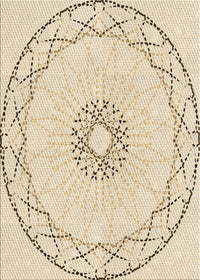 Machine Washable Transitional Peach Beige Rug, wshpat2136brn