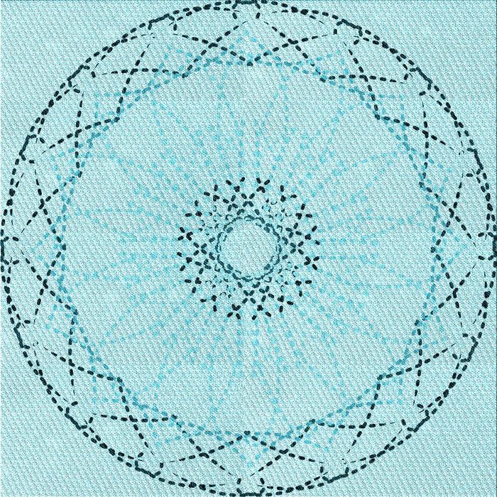 Round Patterned Electric Blue Rug, pat2136lblu