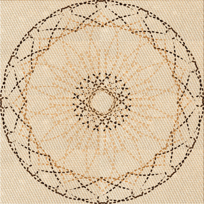 Round Patterned Brown Sand Brown Rug, pat2136org