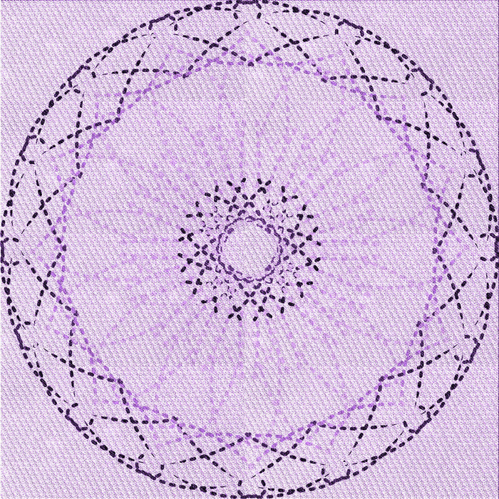 Round Machine Washable Transitional Orchid Purple Rug, wshpat2136pur