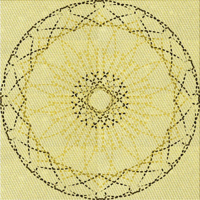 Round Machine Washable Transitional Sun Yellow Rug, wshpat2136yw