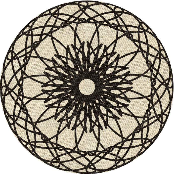 Square Patterned Vanilla Gold Rug, pat2137brn