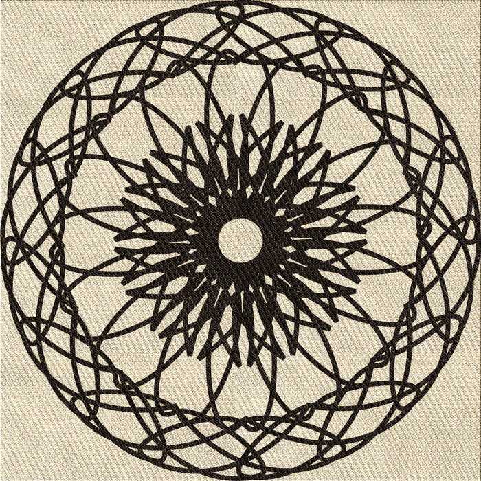 Round Patterned Vanilla Gold Rug, pat2137brn