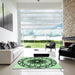 Square Patterned Medium Forest Green Rug in a Living Room, pat2137grn