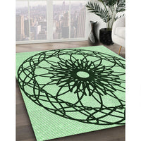 Patterned Medium Forest Green Rug, pat2137grn