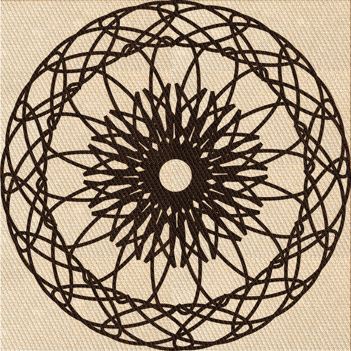 Round Patterned Deep Peach Orange Rug, pat2137org